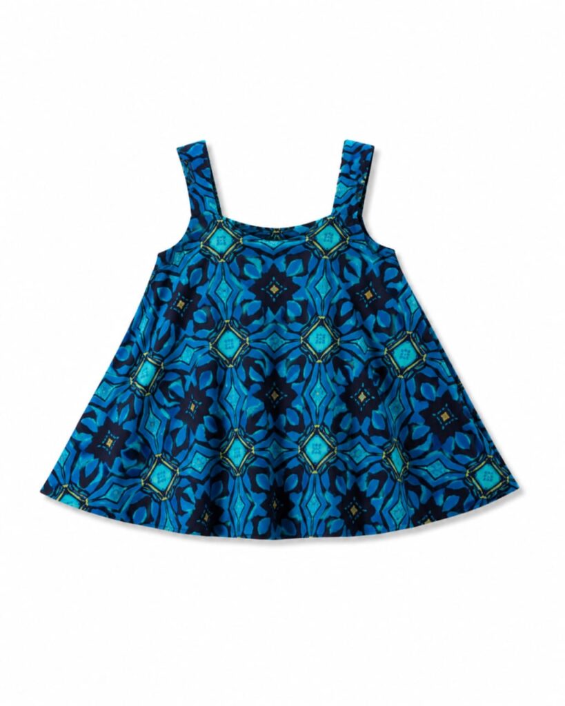 Ankara flared sleeveless swing top