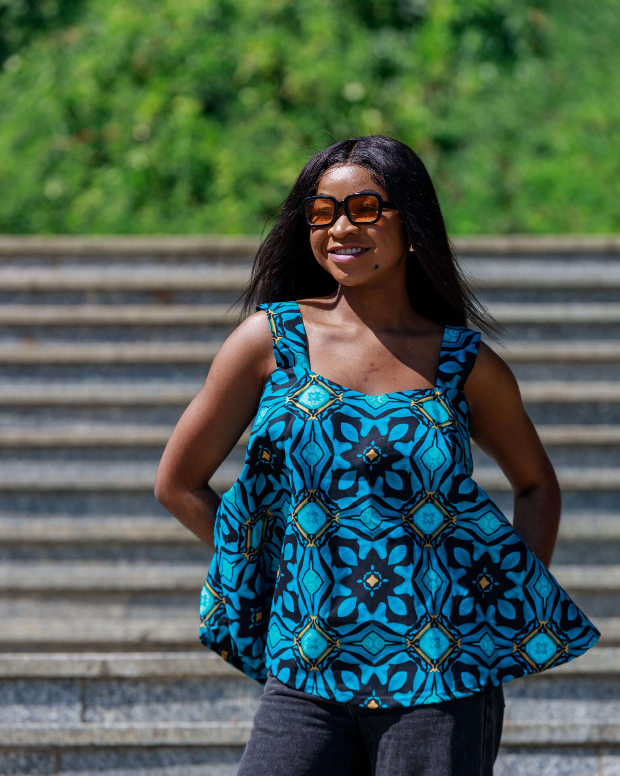 Ankara sleeveless top styled for a summer outfit