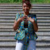 Women's Ankara peplum top styled with jeans