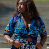 Ankara crop shirt styled with palazzo pants