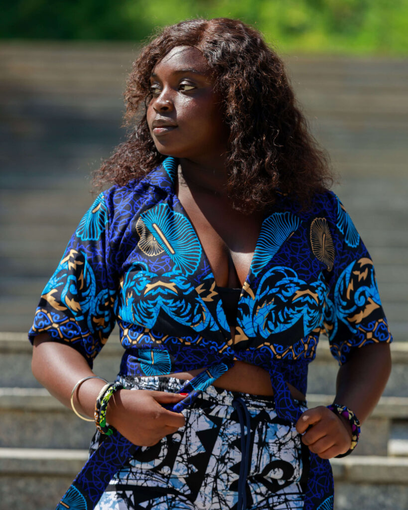 Ankara crop shirt styled with palazzo pants